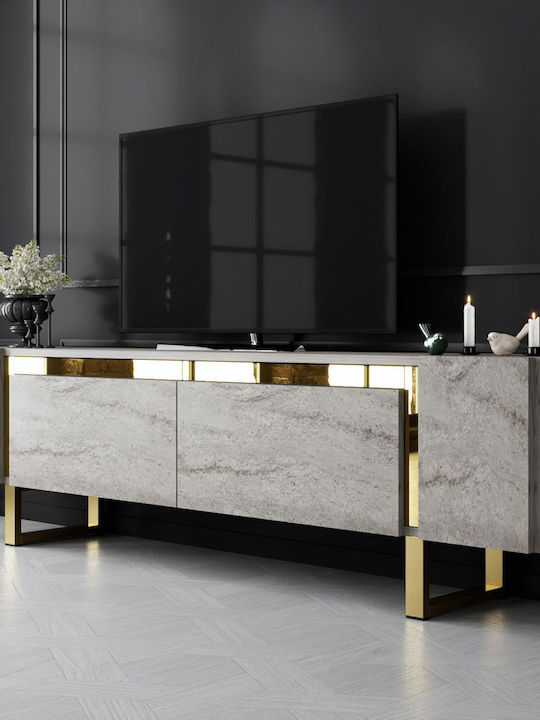 Телевизионно Мебелче Yildiz Travertine Сиво-Зла...