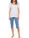Pink Label Sommer Damen Pyjama-Set Blue