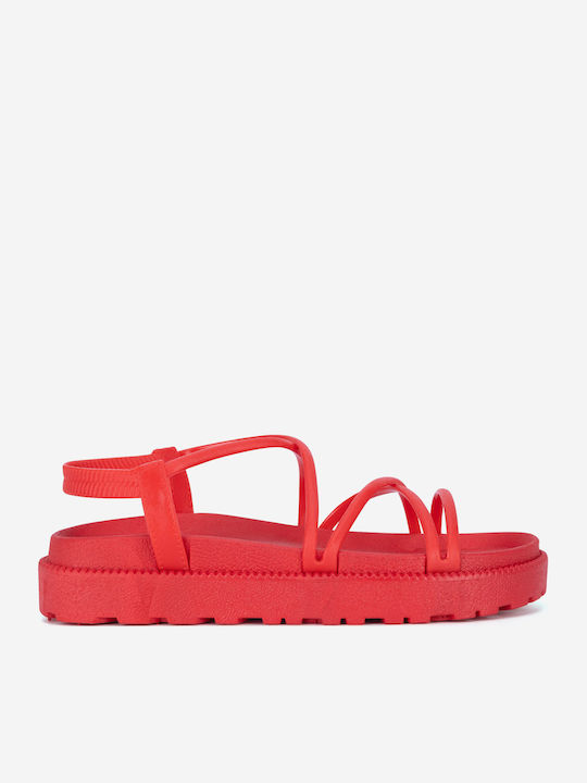 Sandale Casual Damă Flatforme Roșii