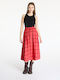 Plissiert Midi Rock Red