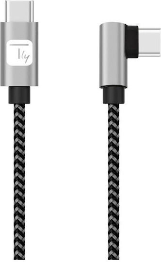 Techly Braided USB 2.0 Cable USB-C male - USB-C PD Ασημί 0.5m ICOC MU2CC9-005-AL