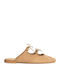 Flat Mules in Brown Color