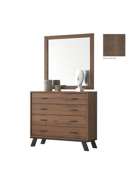 Masută De Toaletă De Podea Dormitor Nr 6 Din Lemn Moka Cu Oglindă 93.5x44.5x88cm