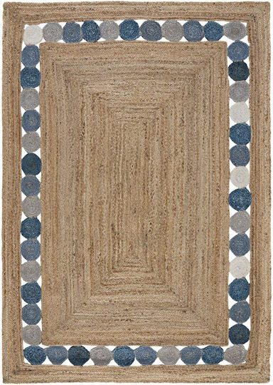Mumbai Covor Rectangular din iută Natural, Navy
