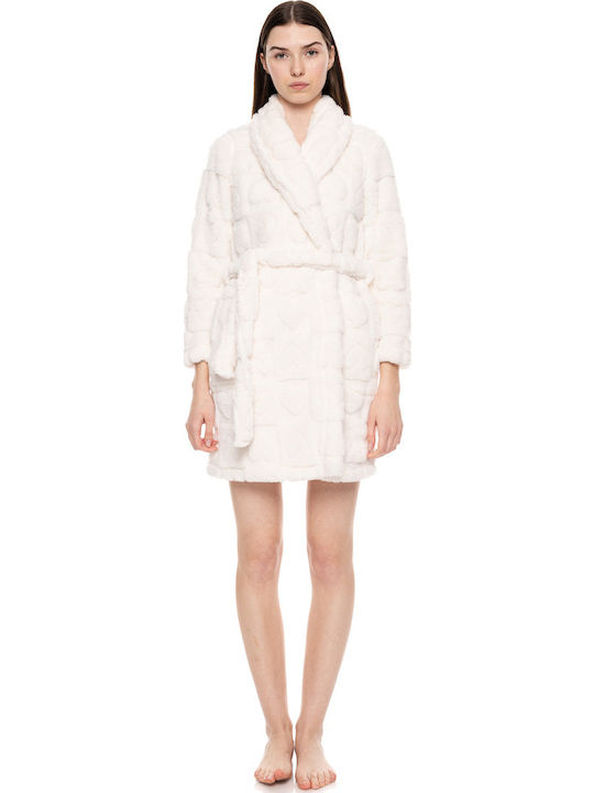 Pink Label Winter Damen Vlies Robe White
