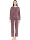 Pink Label Set Pijamale pentru Femei Catifea Violete