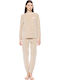 Pink Label Winter Damen Pyjama-Set Samt Skin