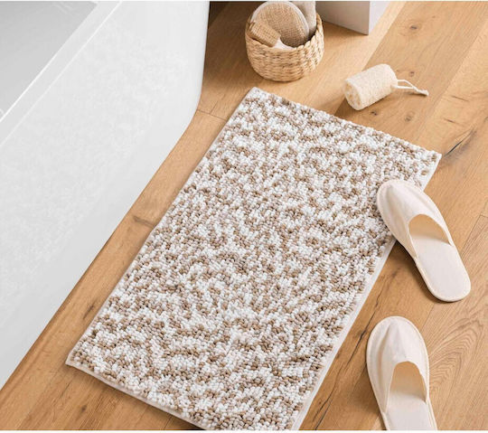 Atmosphera Bath Mat Microfiber 1802084 Beige White 45x75cm