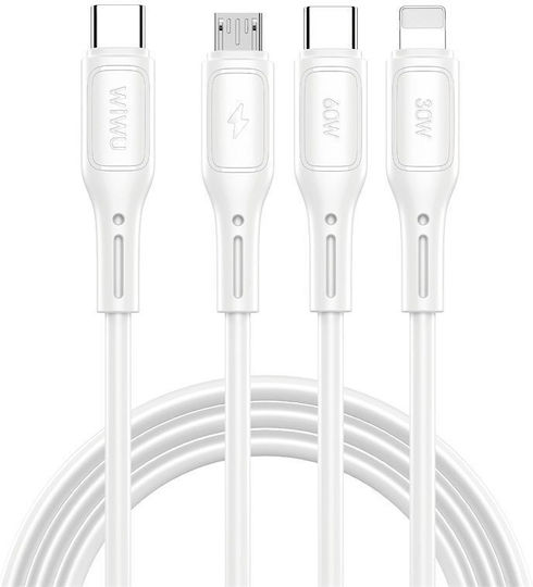 Wiwu Data Regular USB to micro USB / Lightning Cable Λευκό 1m