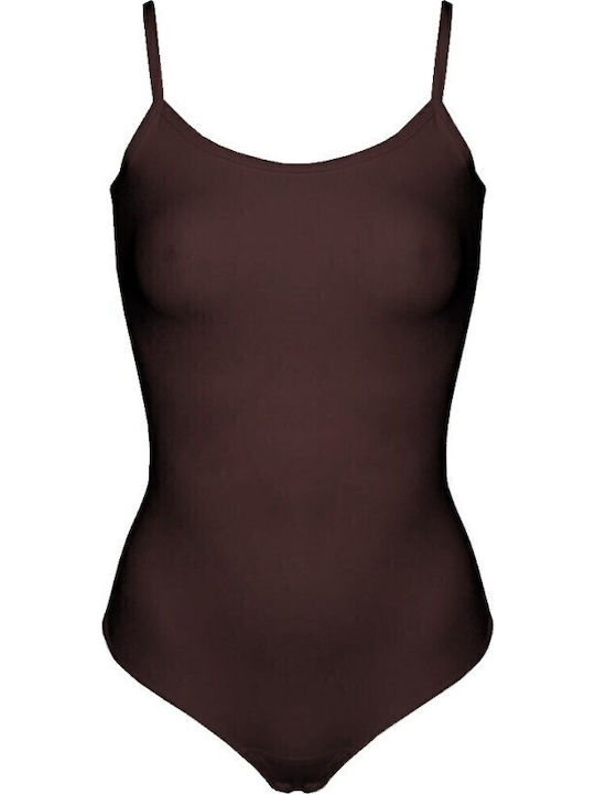 Women's Bodysuit Thin Strap Brown