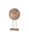 Stand Relief Runde Scheibe Mangoholz Schwarz Braun PU 24x8x47cm