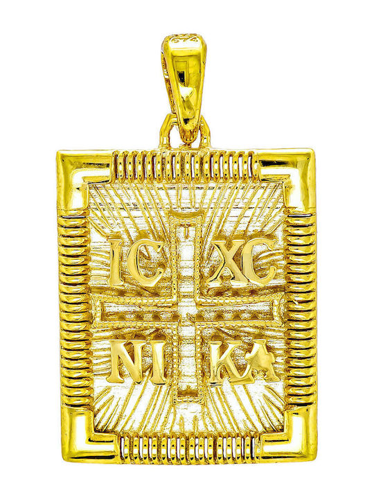 Kiriakos Gofas Pendant Kids Talisman Double Sided with Chain Konstantinato made of Gold 9K KN558