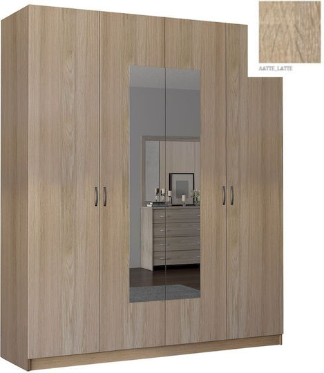 Τετράφυλλη Ντουλάπα με Καθρέπτη 182x60x220cm Λαττέ