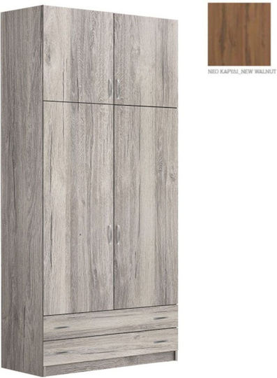 Ușă dublă Dulap de Haine cu Spațiu de Depozitare Nuci 102x60x233cm
