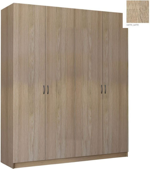 Τετράφυλλη Ντουλάπα με Πατάρι 182x60x220cm Λαττέ