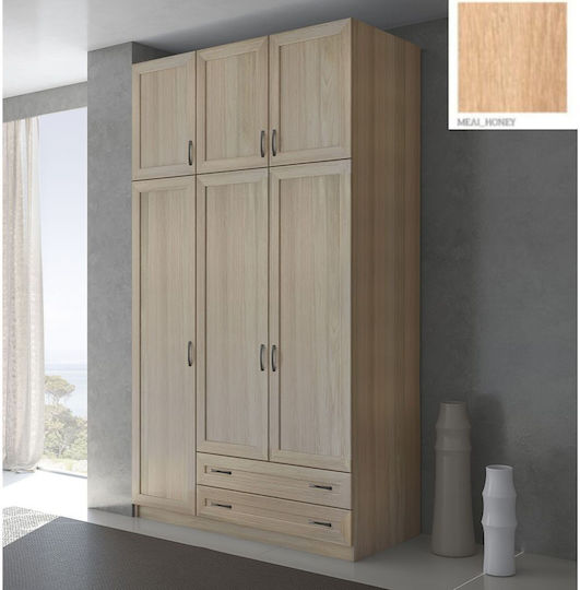 Τρίφυλλη Ντουλάπα με Πατάρι Μελι 152x60x233cm