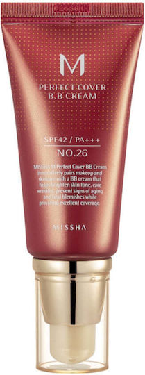 Missha Perfect Cover BB No.26 Face Day Cream with SPF42 for Moisturizing & Blemishes with Hyaluronic Acid & Collagen 20ml