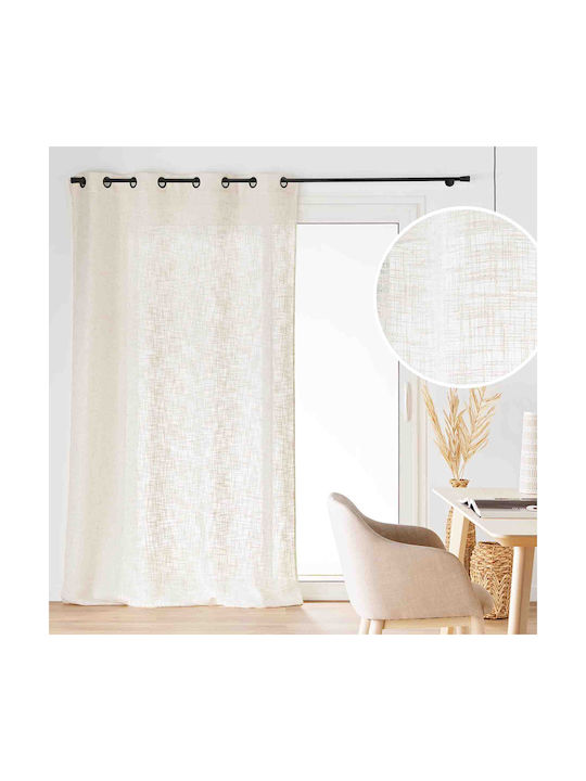 Atmosphera Linen Effect Ecru Curtain with Gromm...