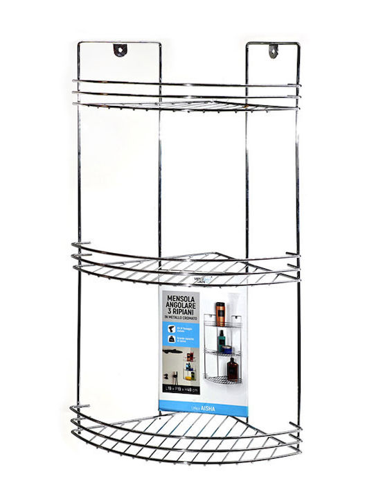 General Trade Ъглов Стенен Рафт за баня Метален 19x19x49см