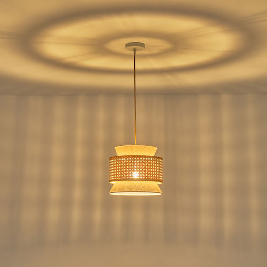 Eurolamp Isla Висящо Таванно Осветително Тяло Бежово с Цокъл E27 26x126x126см