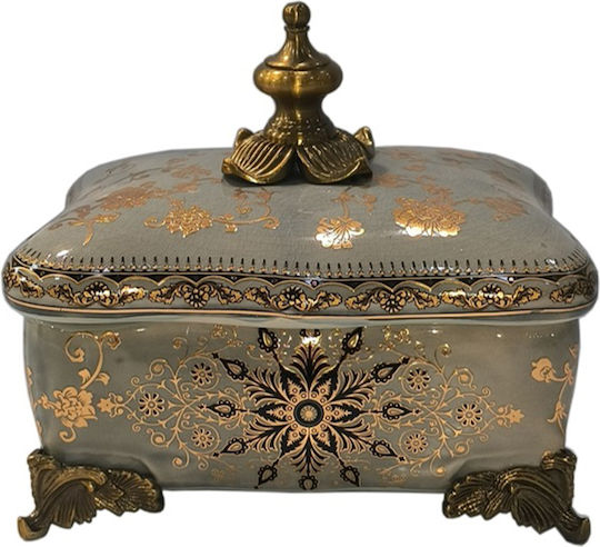 Papadimitriou Interior Porcelain Sweet Jar with Lid Gold 20x13x16cm