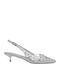 Synthetic Leather Silver Low Heels with Strap