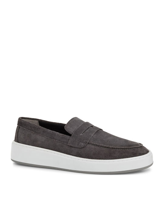 Leder Herren Mokassins in Gray Farbe