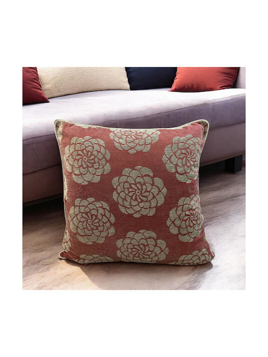 Linea Home Διακοσμητική Μαξιλαροθήκη Savanna από Βελούδο Κεραμιδί 65x65εκ.