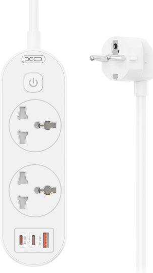 XO Πολύπριζο 2 Θέσεων με 1 USB-A, Διακόπτη και Καλώδιο 1.5m