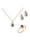 Ioannis Kosmima Set with Necklace , Earrings & Ring from Rose Gold with Stones