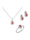 Ioannis Kosmima Set with Necklace , Earrings & Ring from White Gold 14K with Stones