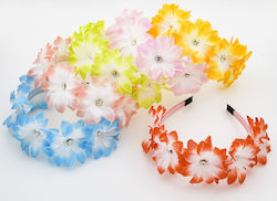 Romantisches blaues Blumen- und Strass-Stirnband