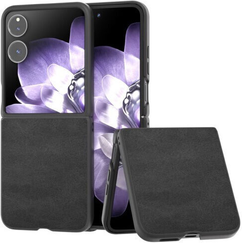 Σκληρή Λεπτή Θήκη Όψη Δέρματος Xiaomi Mix Flip 5g Μαύρο