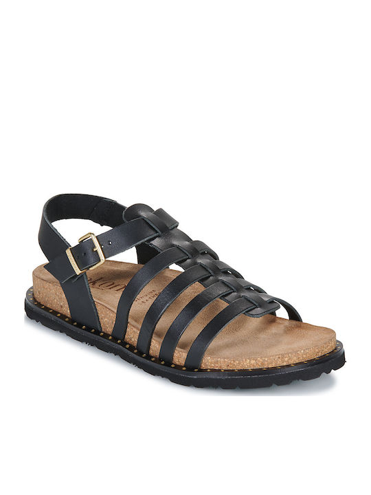 Yokono Flache Sandalen für Damen in Schwarz Farbe