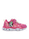 Minnie Mouse Παιδικά Sneakers Ανατομικά με Σκρατς & Φωτάκια Φούξια