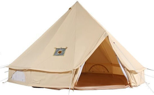 Cort De Camping Tip Teepee Bej Pentru 6 Persoane 400x400x250cm