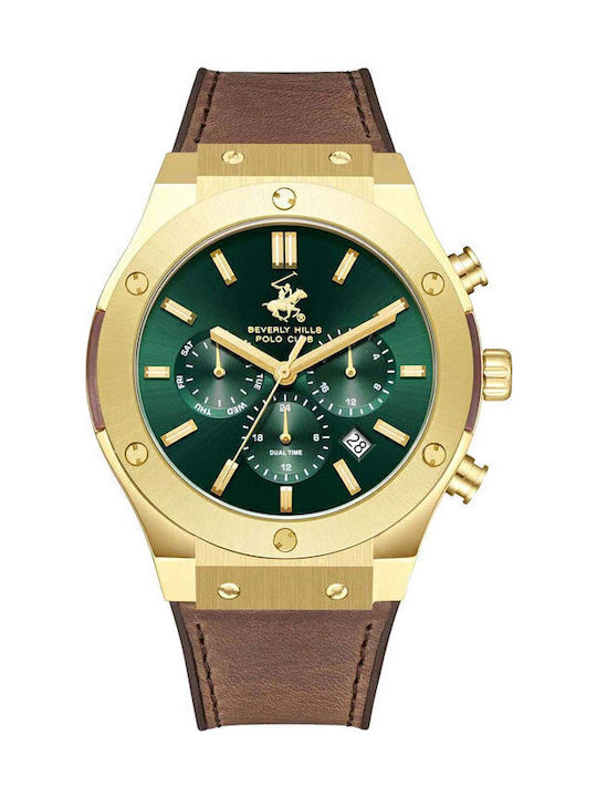 Beverly Hills Polo Club Men's Watch Battery with Brown Rubber Strap