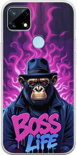 Carcasă flexibilă din silicon transparent Boss Life Chimpanzee pentru Realme 7i