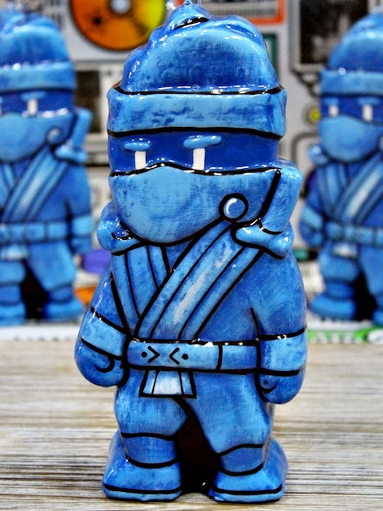 Osterkerze Stempel Ninja 3D Hellblau 21,5 x 10,5 cm