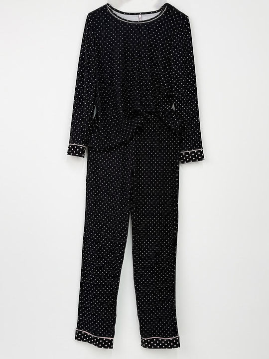 Fuanna Winter Women's Pyjama Set Black