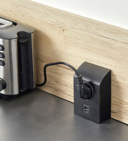 Παγκου Sfl Mini Born A9605n 1 Σουκο 1 Usb-a & 1 Usb-c Μονή Εξωτερική Πρίζα Ρεύματος με 2 Θύρες USB Μαύρη