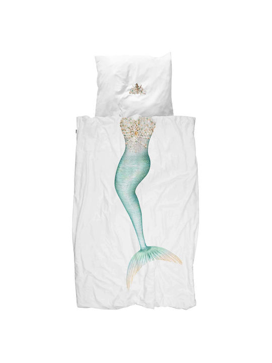 Snurk Set Kids Duvet Cover Single with Pillowcase White 160x220cm
