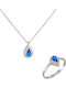Ioannis Kosmima Set with Necklace & Ring from White Gold 14K with Stones