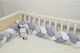 Baby Oliver Crib Bumpers Braided Inside Raf - White - Grey 20x200cm