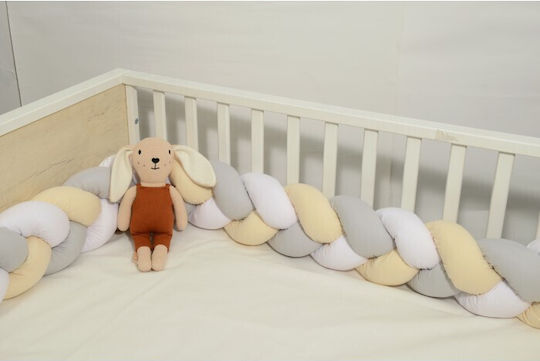 Baby Oliver Crib Bumpers Braided Inside Ecru - White - Gray 20x200cm