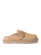 Flach Wildleder Mules in Beige Farbe