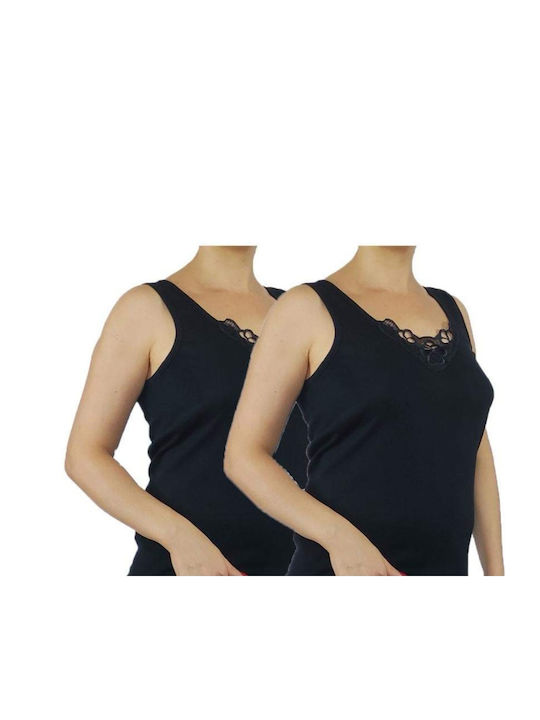 Jokers Γυναικεία Φανελάκια ΜΑΥΡΗ 2Pack