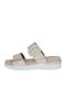 Leather Women's Flat Sandals Anatomic in Beige Color