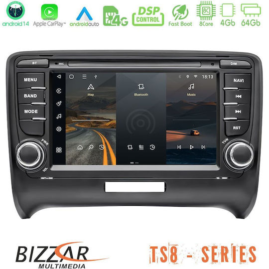 Bizzar Ηχοσύστημα Αυτοκινήτου για Audi TT 2006-2013 (Bluetooth/USB/WiFi/GPS/Apple-Carplay/Android-Auto) με Οθόνη Αφής 7"