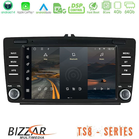 Bizzar Auto-Audiosystem für Skoda Octavia / Yeti 2005-2012 (Bluetooth/USB/WiFi/GPS/Apple-Carplay/Android-Auto) mit Touchscreen 8"